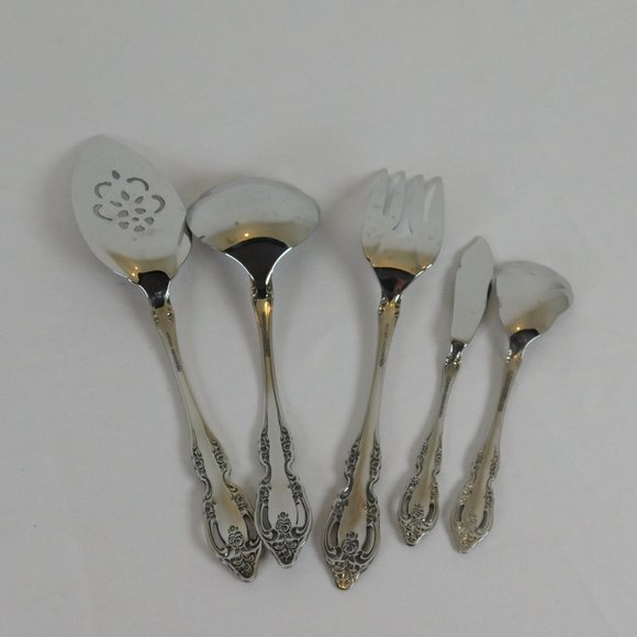 Oneida Brahms Community Stainless 5 Serving Pieces Pie Gravy Sugar Butter Fork - Picture 2 of 13